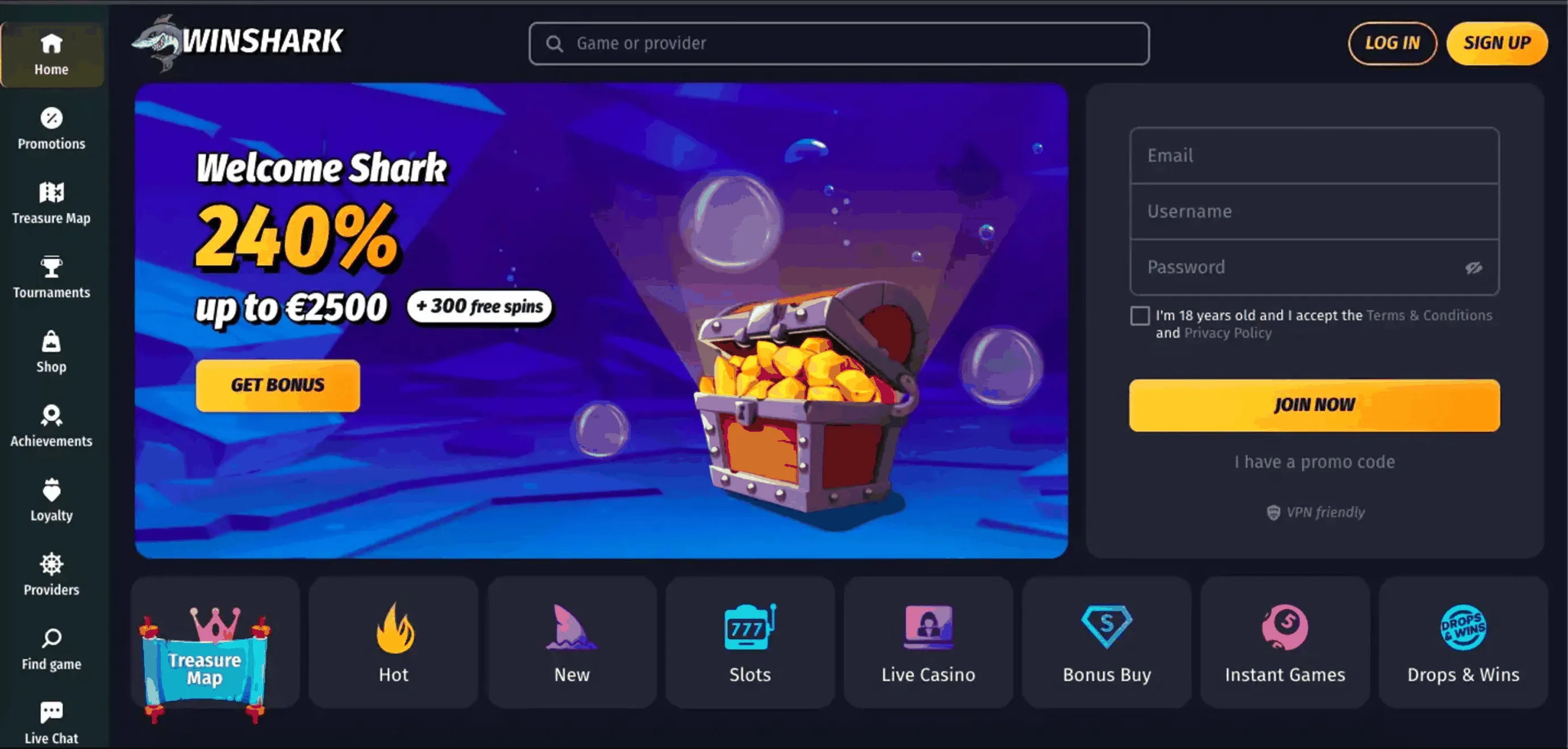 Winshark Casino Webseite Winshark Online Casino Seite